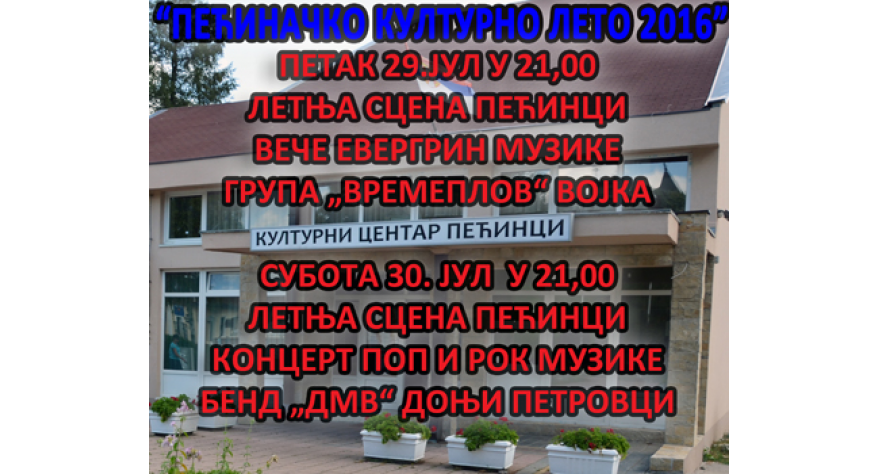 Predstojećeg vikenda Pećinačko kulturno leto u znaku muzike